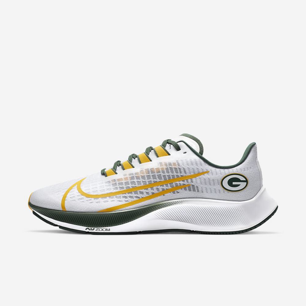 Chaussure De Running Nike Air Zoom Pegasus 37 (Green Bay Packers) Blanche 9712-536 White/Pure Platinum/Fir/University Gold Homme | GHX-83445217